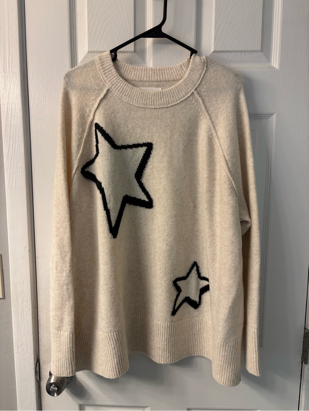 aerie Cream Sweater with Black Star Motif